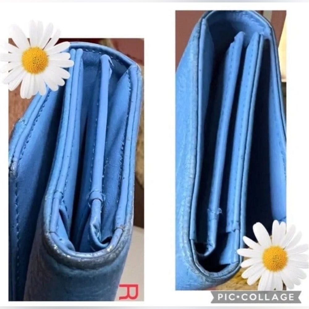 MCM Blue Leather Wallet Bifold Wallet Checkbook ID Cards Holder Womens Gifts - Picture 6 of 6